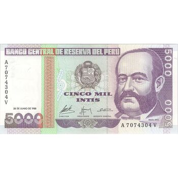 اسکناس 5000 اینتیس 1988 (28 ژوئن) جمهوری - تک - UNC - پرو