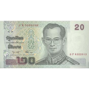 اسکناس 20 بات 2546 (2003) بومیپول آدولیاده - دواکولا-چائویزیت - تک - UNC63 - تایلند