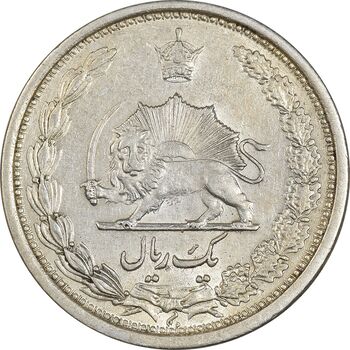 سکه 1 ریال 1313 - 3 تاریخ کج - AU58 - رضا شاه