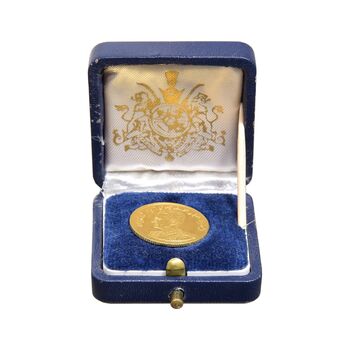 مدال طلا یادبود گارد شاهنشاهی (با جعبه فابریک) - نوروز 2536 - PF60 - محمد رضا شاه