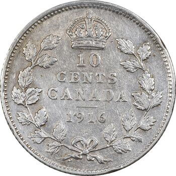سکه 10 سنت 1916 جرج پنجم - EF40 - کانادا