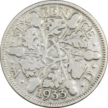 سکه 6 پنس 1933 جرج پنجم - VF35 - انگلستان