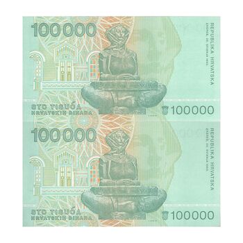 اسکناس 100000 دینار 1993 جمهوری - جفت - UNC63 - کرواسی