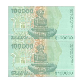 اسکناس 100000 دینار 1993 جمهوری - جفت - UNC63 - کرواسی