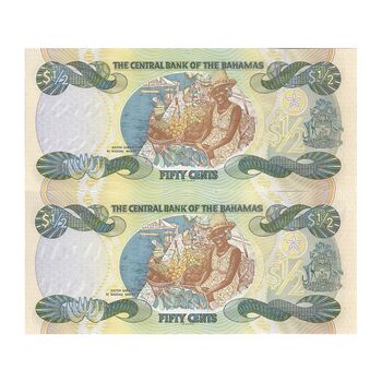 اسکناس 50 سنت 2001 الیزابت دوم - جفت - UNC64 - باهاما