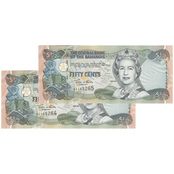 اسکناس 50 سنت 2001 الیزابت دوم - جفت - UNC64 - باهاما
