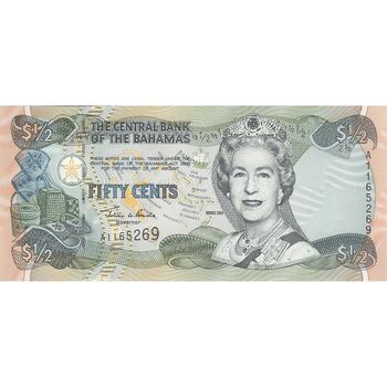 اسکناس 50 سنت 2001 الیزابت دوم - تک - UNC64 - باهاما