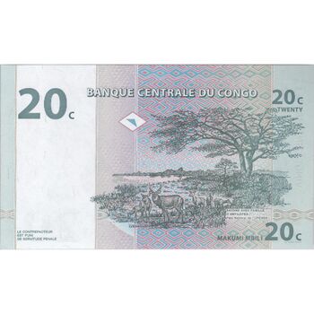 اسکناس 20 سانتیم 1997 جمهوری دموکراتیک - تک - UNC64 - کنگو