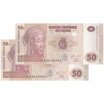 اسکناس 50 فرانک 2013 جمهوری دموکراتیک - جفت - UNC63 - کنگو