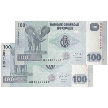 اسکناس 100 فرانک 2013 جمهوری دموکراتیک - جفت - UNC63 - کنگو