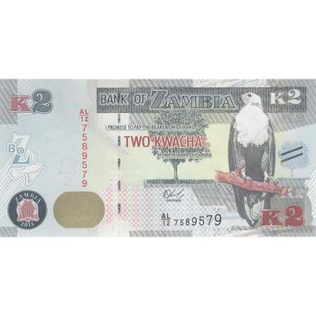 اسکناس 2 کواچا 2015 جمهوری - تک - UNC63 - زامبیا