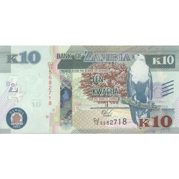 اسکناس 10 کواچا 2015 جمهوری - تک - UNC64 - زامبیا