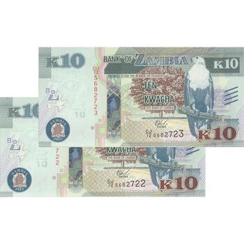 اسکناس 10 کواچا 2015 جمهوری - جفت - UNC64 - زامبیا
