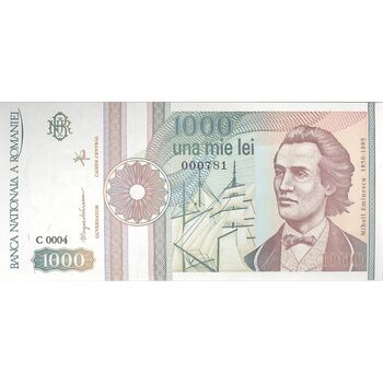 اسکناس 1000 لئو 1991 جمهوری - تک - UNC64 - رومانی
