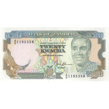 اسکناس 20 کواچا بدون تاریخ (1989-1991) جمهوری - تک - UNC63 - زامبیا