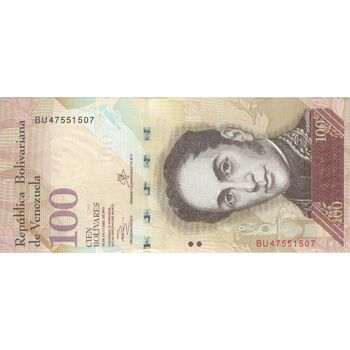 اسکناس 100 بولیوار 2013 جمهوری بولیواری - تک - UNC63 - ونزوئلا