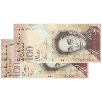 اسکناس 100 بولیوار 2013 جمهوری بولیواری - جفت - UNC63 - ونزوئلا