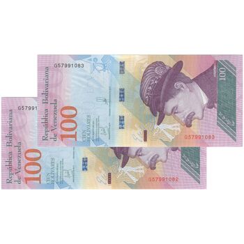 اسکناس 100 بولیوار 2018 جمهوری بولیواری - جفت - UNC63 - ونزوئلا