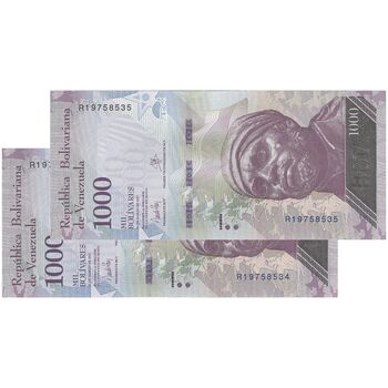 اسکناس 1000 بولیوار 2017 جمهوری بولیواری - جفت - UNC63 - ونزوئلا