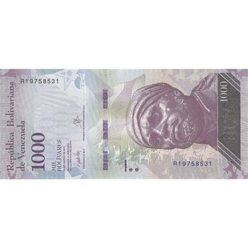 اسکناس 1000 بولیوار 2017 جمهوری بولیواری - تک - UNC63 - ونزوئلا