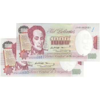 اسکناس 1000 بولیوار 1998 جمهوری چهارم - جفت - UNC63 - ونزوئلا