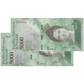 اسکناس 5000 بولیوار 2017 جمهوری بولیواری - جفت - UNC63 - ونزوئلا