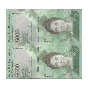 اسکناس 5000 بولیوار 2017 جمهوری بولیواری - جفت - UNC63 - ونزوئلا
