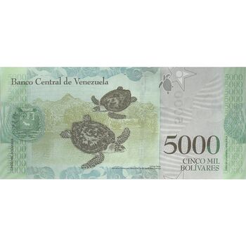 اسکناس 5000 بولیوار 2017 جمهوری بولیواری - تک - UNC63 - ونزوئلا