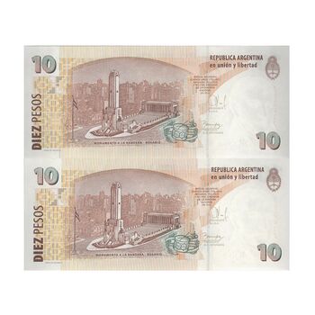 اسکناس 10 پزو بدون تاریخ (2014) جمهوری فدرال - JCF, JD¹ - جفت - UNC64 - آرژانتین