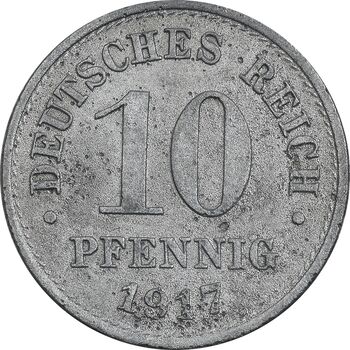 سکه 10 فینیگ 1917 ویلهلم دوم - EF45 - آلمان