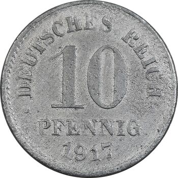 سکه 10 فینیگ 1917 ویلهلم دوم - EF45 - آلمان