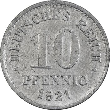 سکه 10 فینیگ 1921 ویلهلم دوم - EF40 - آلمان