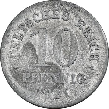 سکه 10 فینیگ 1921 ویلهلم دوم - EF40 - آلمان