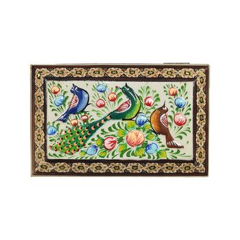 جعبه خاتم کاری طرح گل و مرغ - 051343
