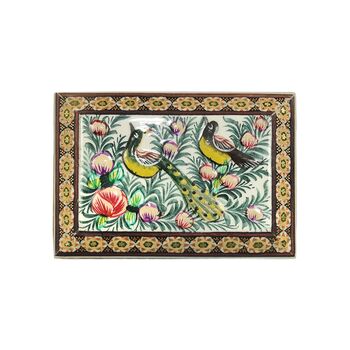 جعبه خاتم کاری طرح گل و مرغ - 051344