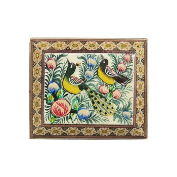 جعبه خاتم کاری طرح گل و مرغ - 051345