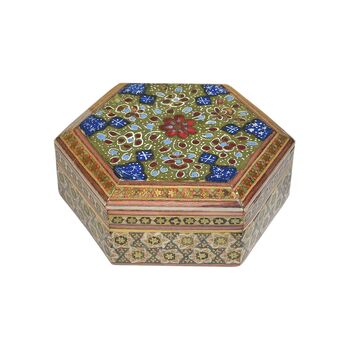 جعبه خاتم کاری طرح گل - 051346