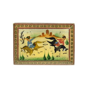 جعبه خاتم کاری طرح بازی چوگان - 051347