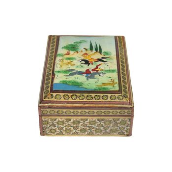 جعبه خاتم کاری طرح شکارگاهی - 051350
