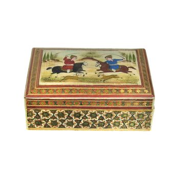 جعبه خاتم کاری طرح شکارگاهی - 051351