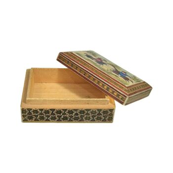 جعبه خاتم کاری طرح شکارگاهی - 051351