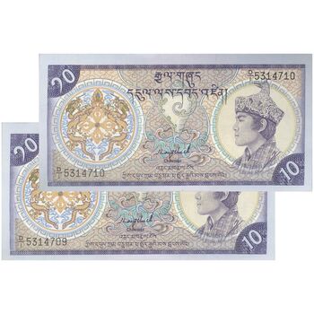 اسکناس 10 نگولتروم (آشی سونام وانگچوک) جیگمه سینگیه وانگچوک - جفت - UNC63 - بوتان