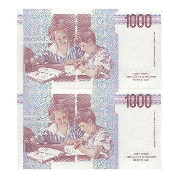 اسکناس 1000 لیر 1990 (مونته‌سوری) جمهوری - جفت - UNC63 - ایتالیا