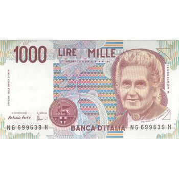 اسکناس 1000 لیر 1990 (مونته‌سوری) جمهوری - تک - UNC63 - ایتالیا