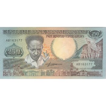 اسکناس 250 گلدن 1988 جمهوری - تک - UNC63 - سورینام