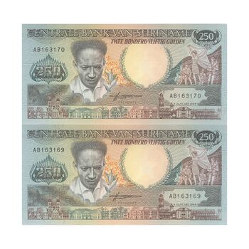 اسکناس 250 گلدن 1988 جمهوری - جفت - UNC63 - سورینام