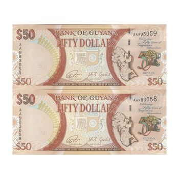 اسکناس 50 دلار 2016 جمهوری - جفت - UNC63 - گویان