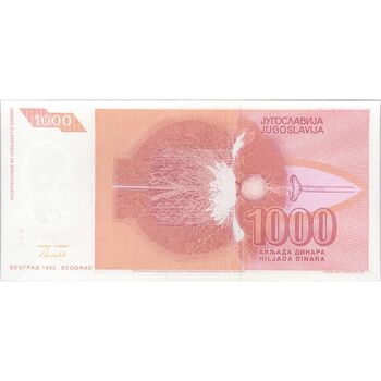 اسکناس 1000 دینار 1992 جمهوری فدرال سوسیالیستی - تک - UNC64 - یوگوسلاوی