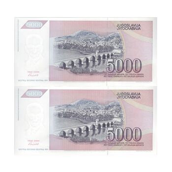 اسکناس 5000 دینار 1991 جمهوری فدرال سوسیالیستی - جفت - UNC63 - یوگوسلاوی