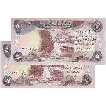 اسکناس 5 دینار 1981 جمهوری - جفت - UNC62 - عراق